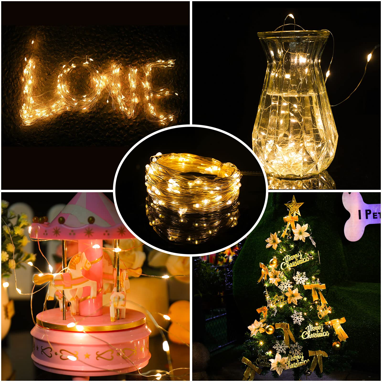 2 Pack 100 LED Fairy Lights - 33ft USB String Lights with Remote for Home Decor (Warm White) - Perfect for Christmas & Bedroom