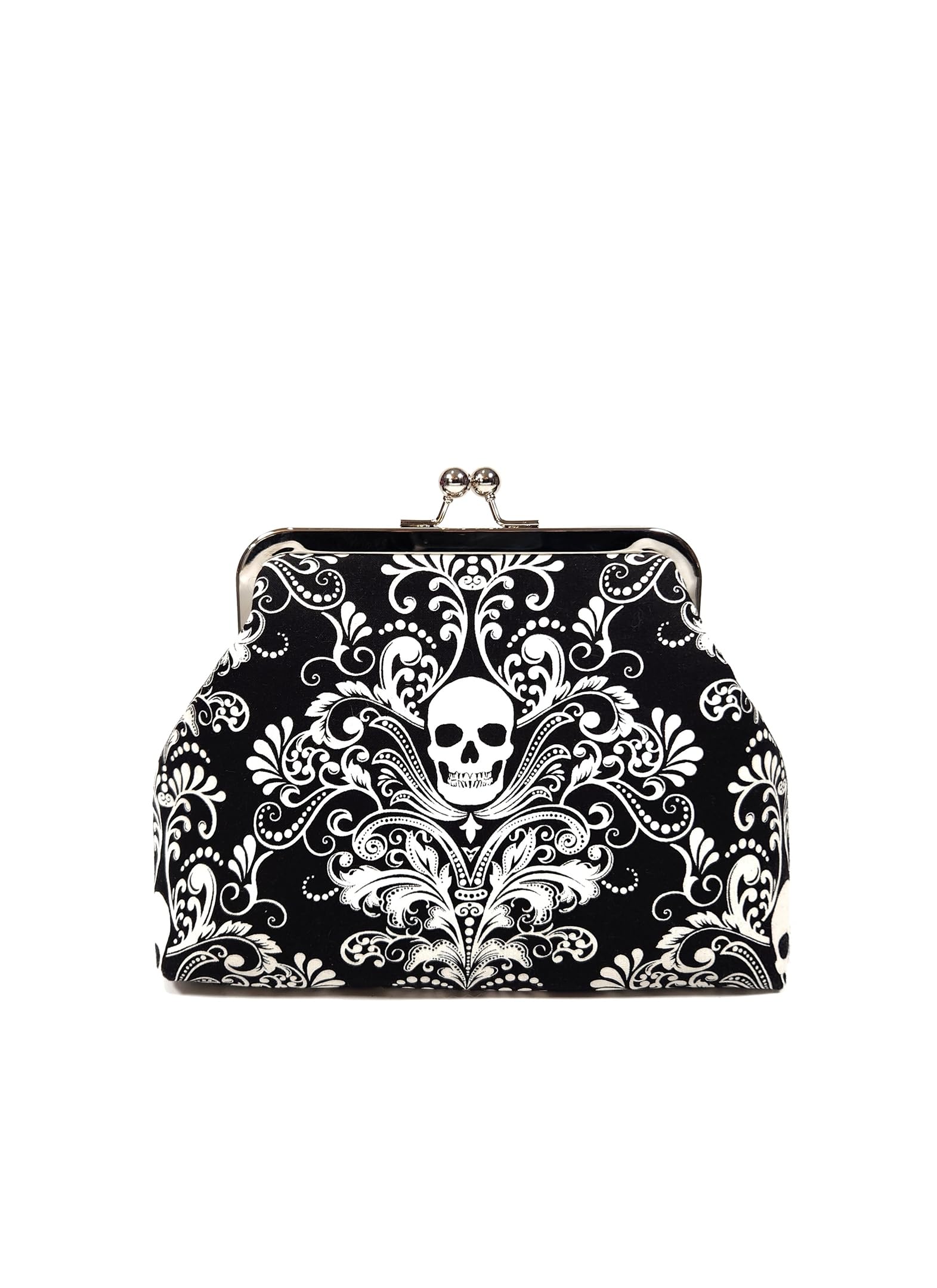 Gothic Glow in the Dark Clutch Bag - Vintage Kisslock Evening Purse for Women | Goth Party Accessory, Halloween Costume, Cosplay, Night Out & Special Occasions