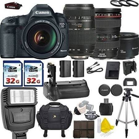 Canon EOS 5D Mark IV 30.4MP Full Frame DSLR Camera with EF 24-105mm f/4L IS USM, Tamron 70-300mm f/4-5.6 & EF 50mm f/1.8 II Lens Bundle - Professional Photography, Wedding & Travel Shooting