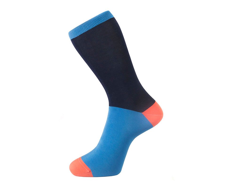 Fortis Green Block Color Men's Navy Blue Casual Socks - Comfortable & Breathable for Daily Wear, Office, and Sports