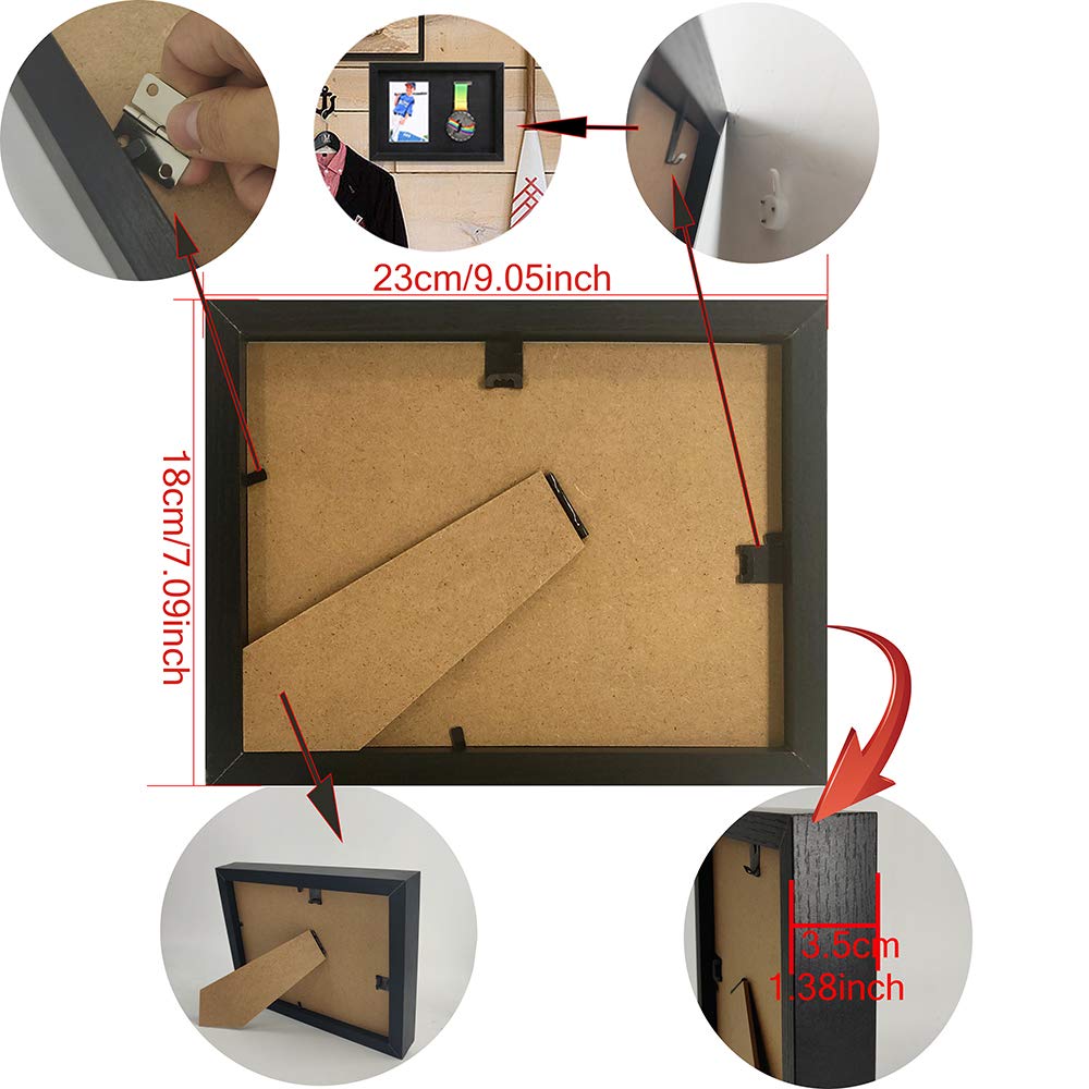 Single Medal Display Shadow Box - 6x8 Black Sports Award Case for Running, Marathon, Soccer, Football & Gymnastics | Perfect for Race Winners & Athletes to Showcase Achievements at Home or Office