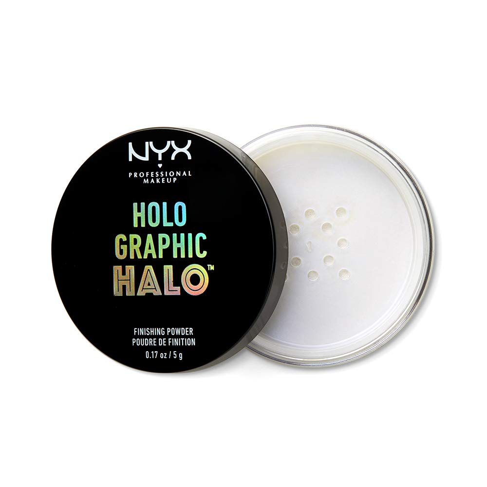 NYX PROFESSIONAL MAKEUP Holographic Halo Finishing Powder - Mermazing Shimmer Highlighter, 0.17 oz | Vegan & Cruelty-Free Face Powder for Glowing Makeup | Perfect for Parties, Photos & Night Out Looks