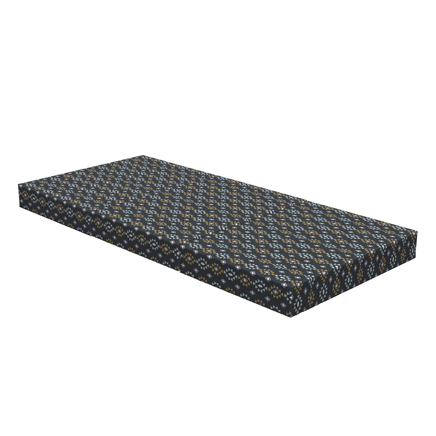 Ambesonne Geometric Foldable Mattress - Tribal Rhombus and Triangle Design, 74.8