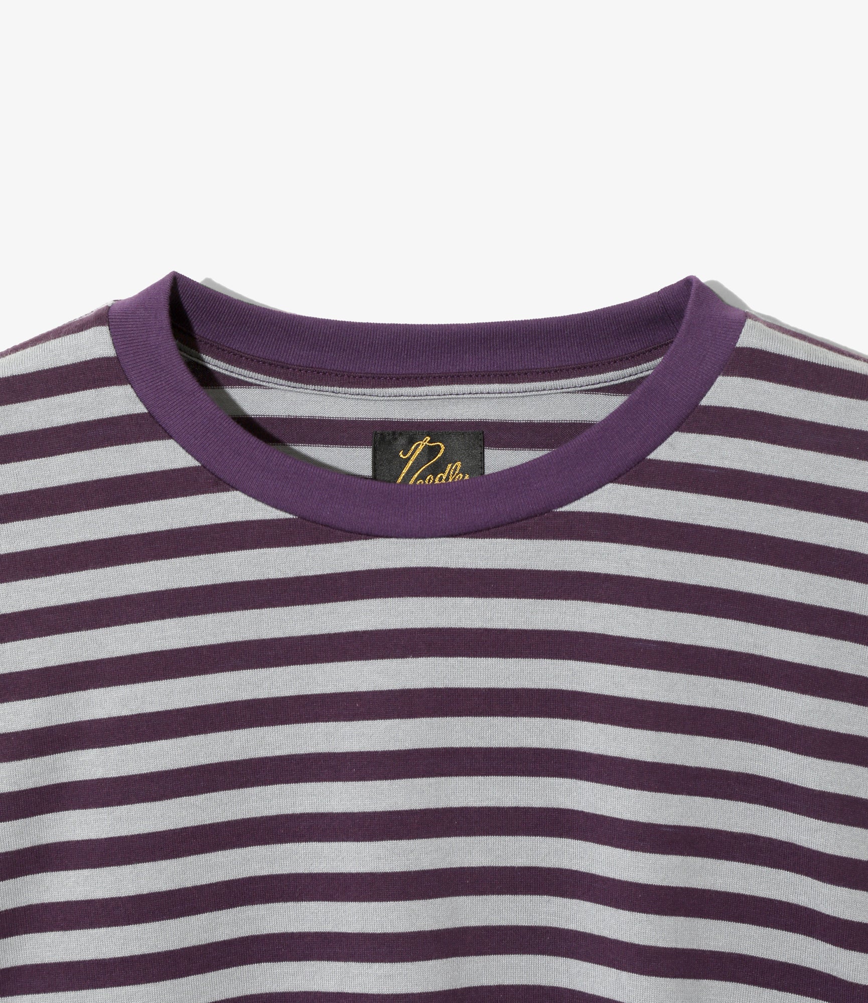 Long Sleeve Crew Neck T-Shirt for Men & Women - Purple & Sax Blue Striped Cotton Shirt | Casual Wear, Layering, Office Outfit