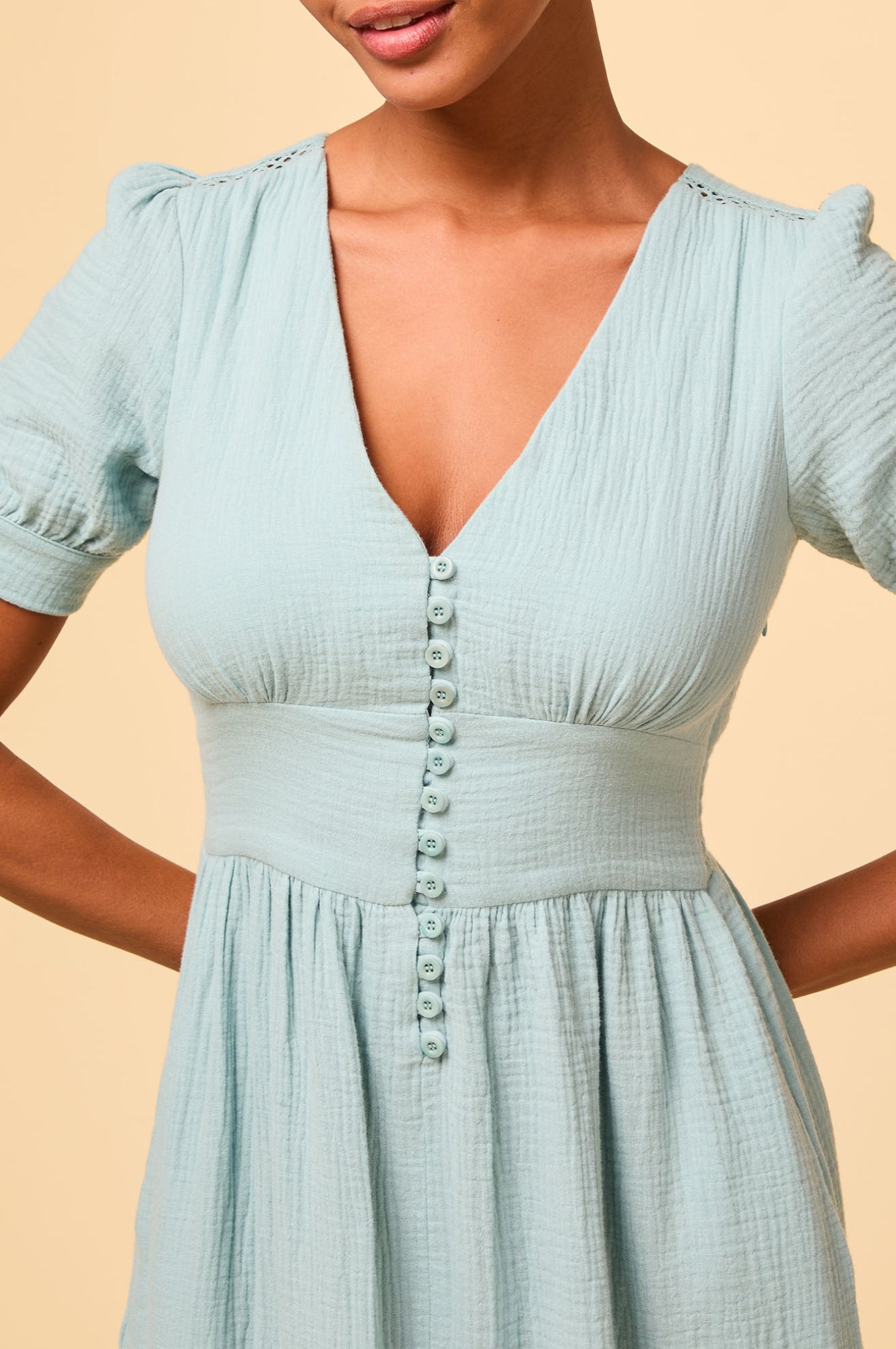 Olga Cheesecloth Dress for Women - Flowy Boho Maxi Dress in Aqua Blue | Perfect for Beach, Vacation, and Summer Outfits