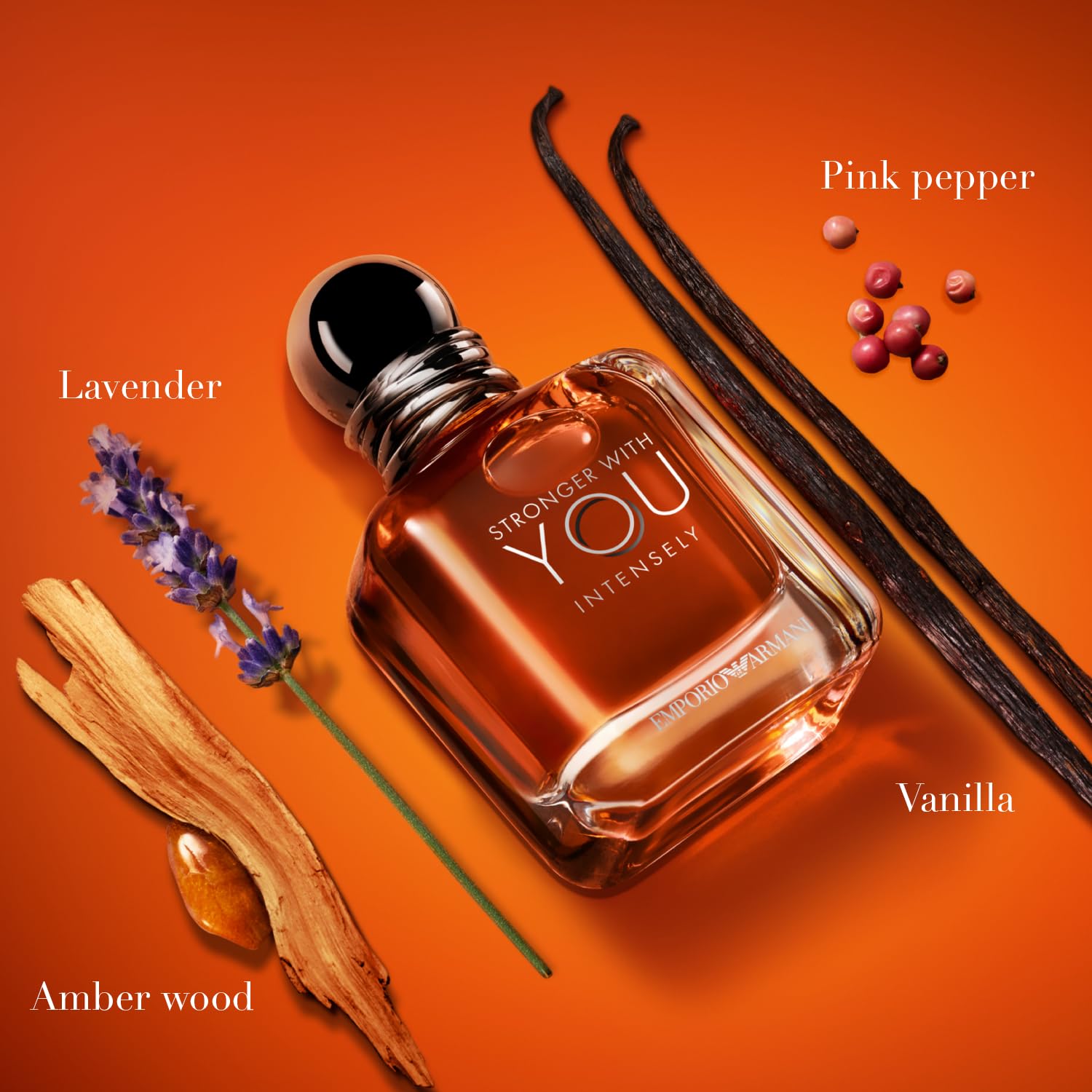 Armani Beauty Stronger With You Intensely Cologne for Men - Amber Fougère Woody Fragrance with Pink Pepper, Lavender & Vanilla Notes - Long Lasting Eau de Toilette for Date Night & Special Occasions