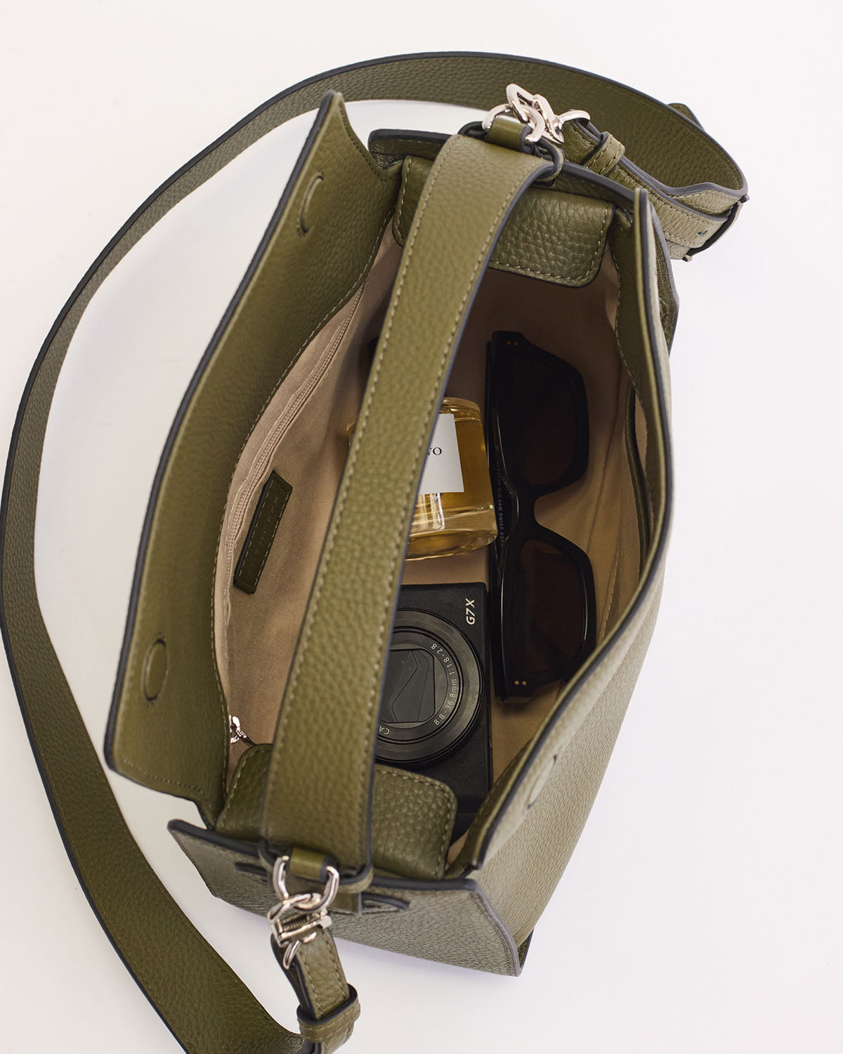 Premium Olive Pebbled Leather Clementine Bag - Stylish & Durable Crossbody Purse for Women | Perfect for Work, Travel & Everyday Use