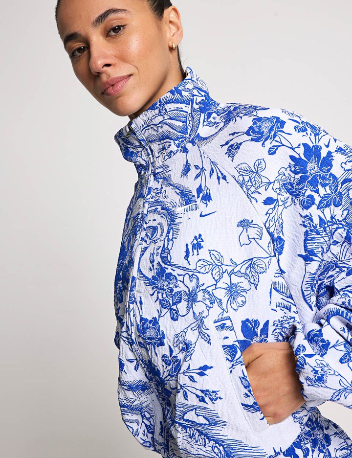 Premium Jacquard Track Jacket - Breathable Sportswear for Men & Women | White/Hyper Royal | Perfect for Running, Gym & Outdoor Activities