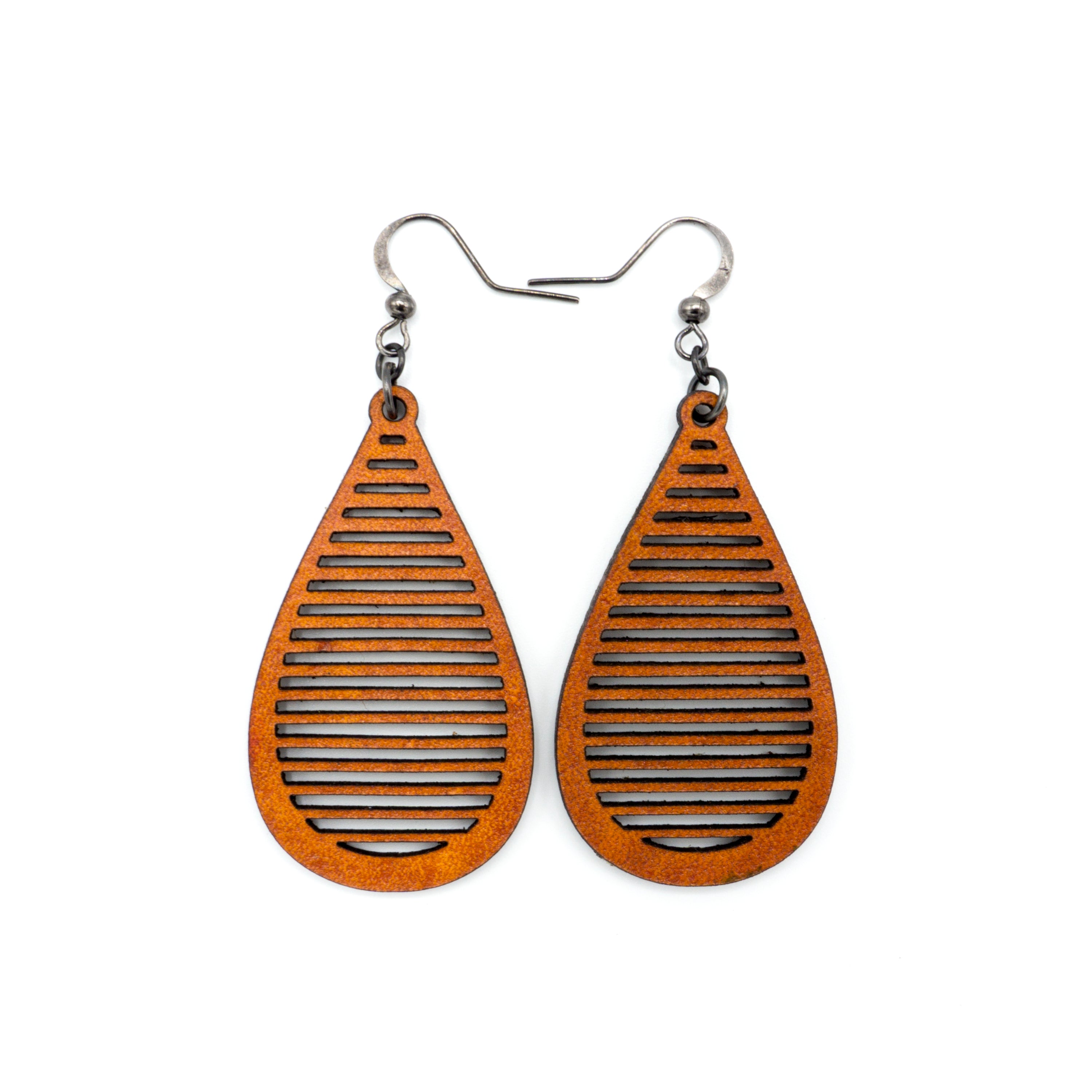 Handmade Orange Leather Earrings for Women - Boho Drop 04 [S] Style - Perfect for Casual Wear, Parties & Festivals