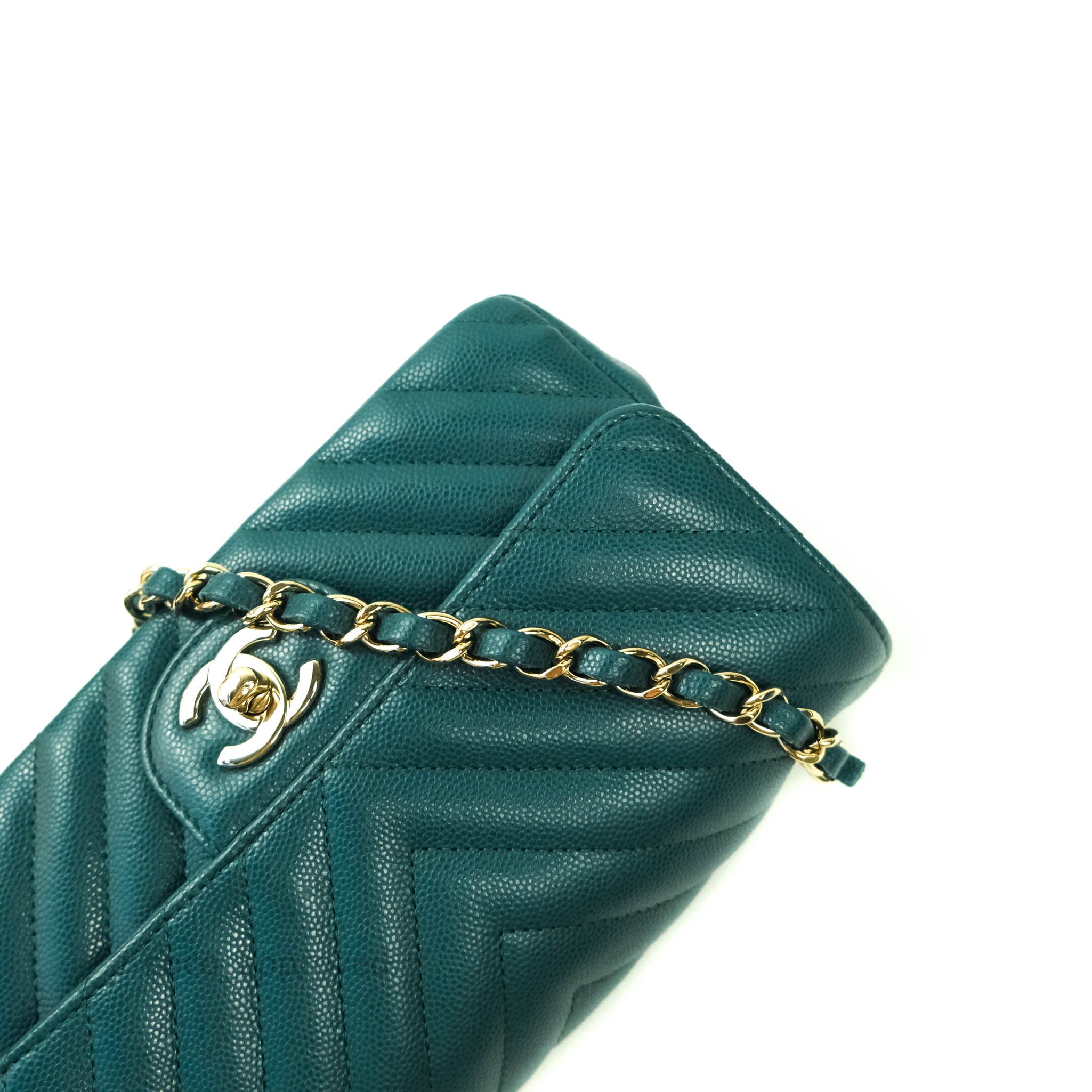 Chanel Chevron Mini Rectangular Caviar Leather Flap Bag - Dark Green with Gold Hardware | Luxury Crossbody Purse for Women, Perfect for Evening Events & Date Nights