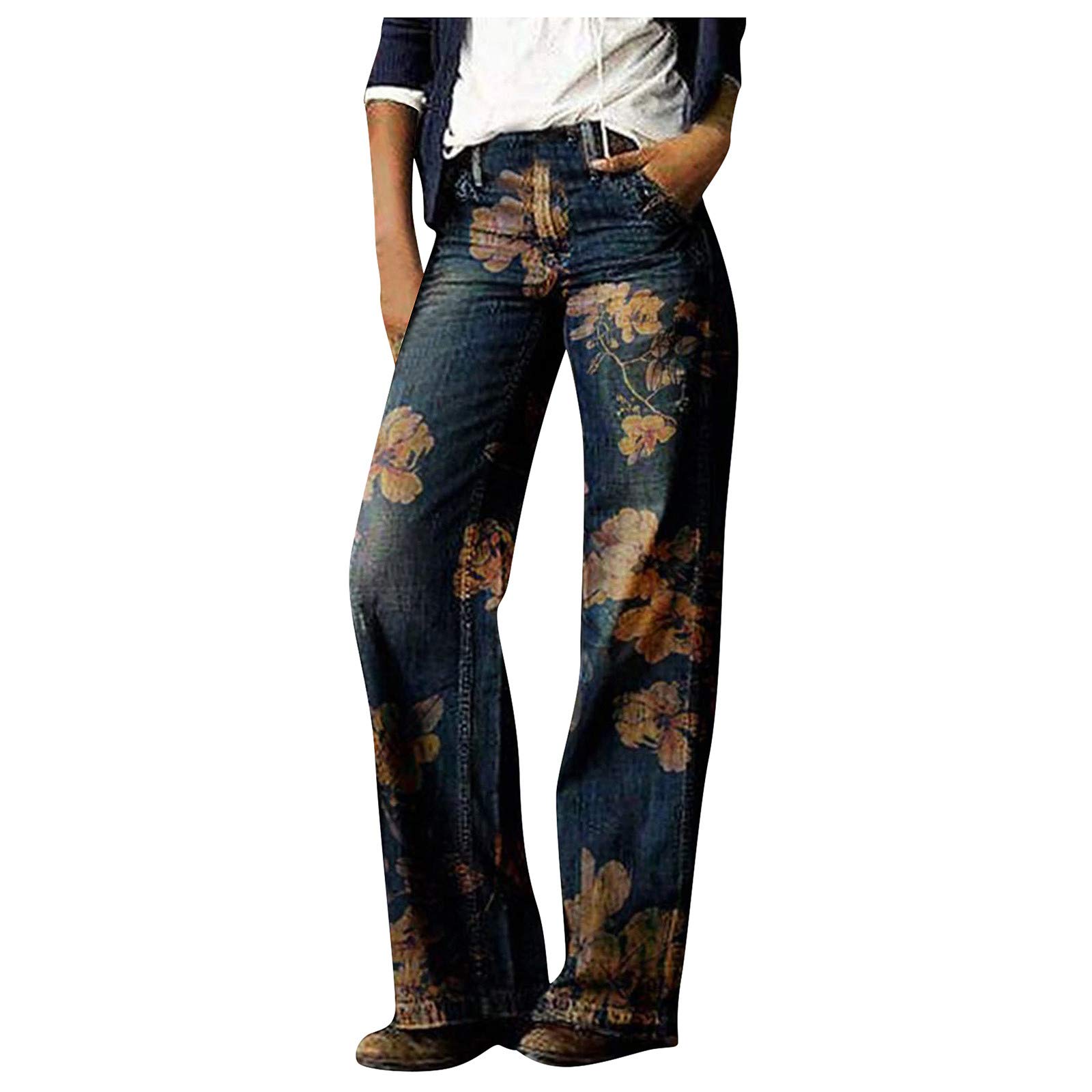 Women's Printed Beach Casual Jeans - Long Pants Fashion with Stretch Comfort - Perfect for Summer Vacations, Beach Outings & Casual Wear (Available in Multiple Sizes)