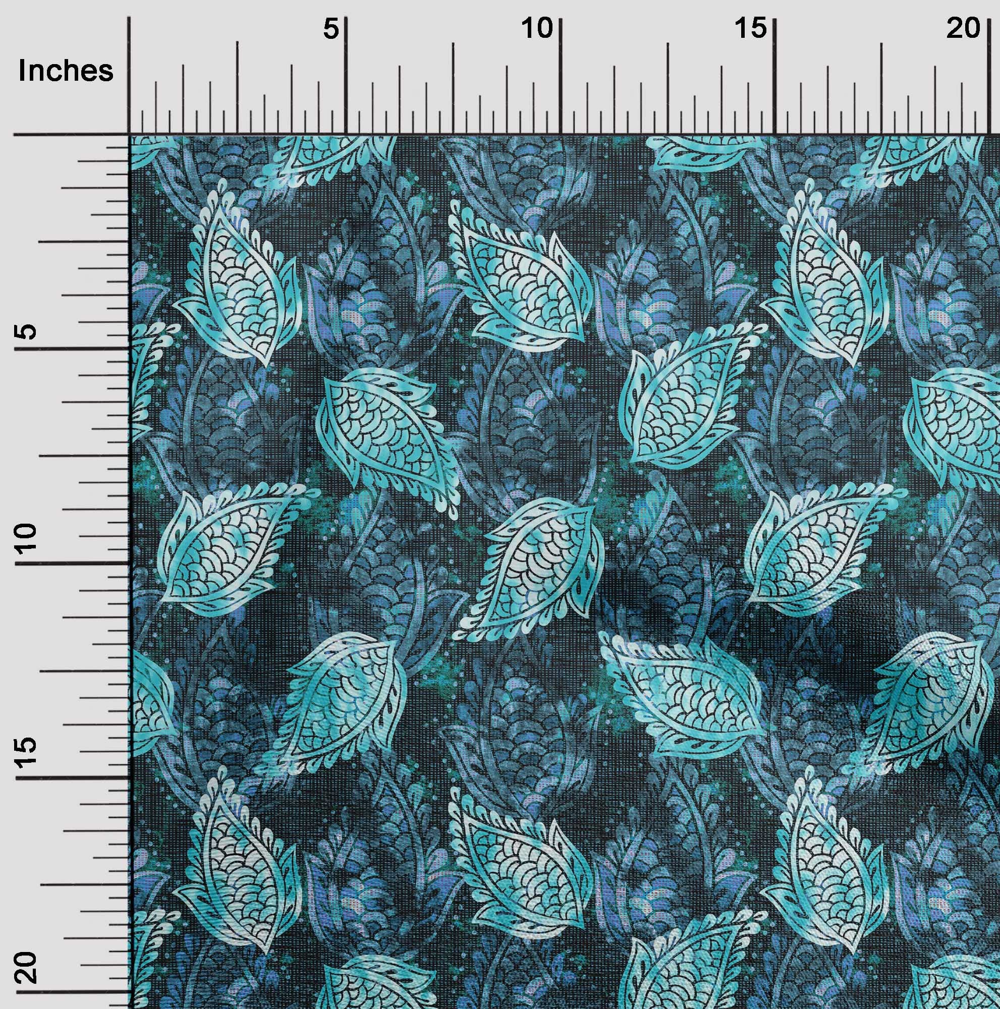 oneOone Cotton Cambric Turquoise Green Paisley Print Fabric - 42 Inch Wide by The Yard for DIY Clothing, Quilting & Home Decor Sewing Projects | Premium Sewing Supplies for Dresses, Curtains & Crafts