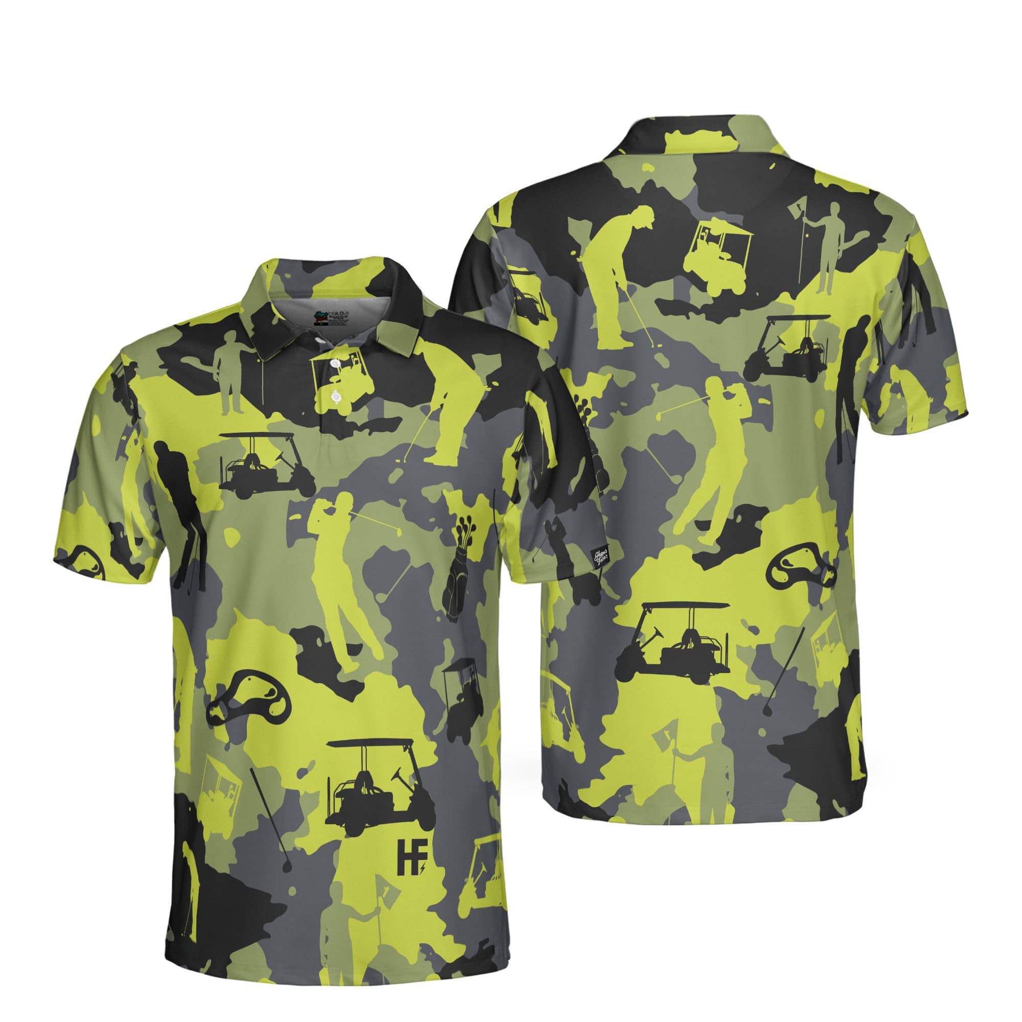 HYPERFAVOR Men's Camo Golf Shirts - Quick-Dry Short Sleeve Camouflage Polo Shirts for Golf & Outdoor Activities | Perfect for Golfing, Hiking, and Casual Wear