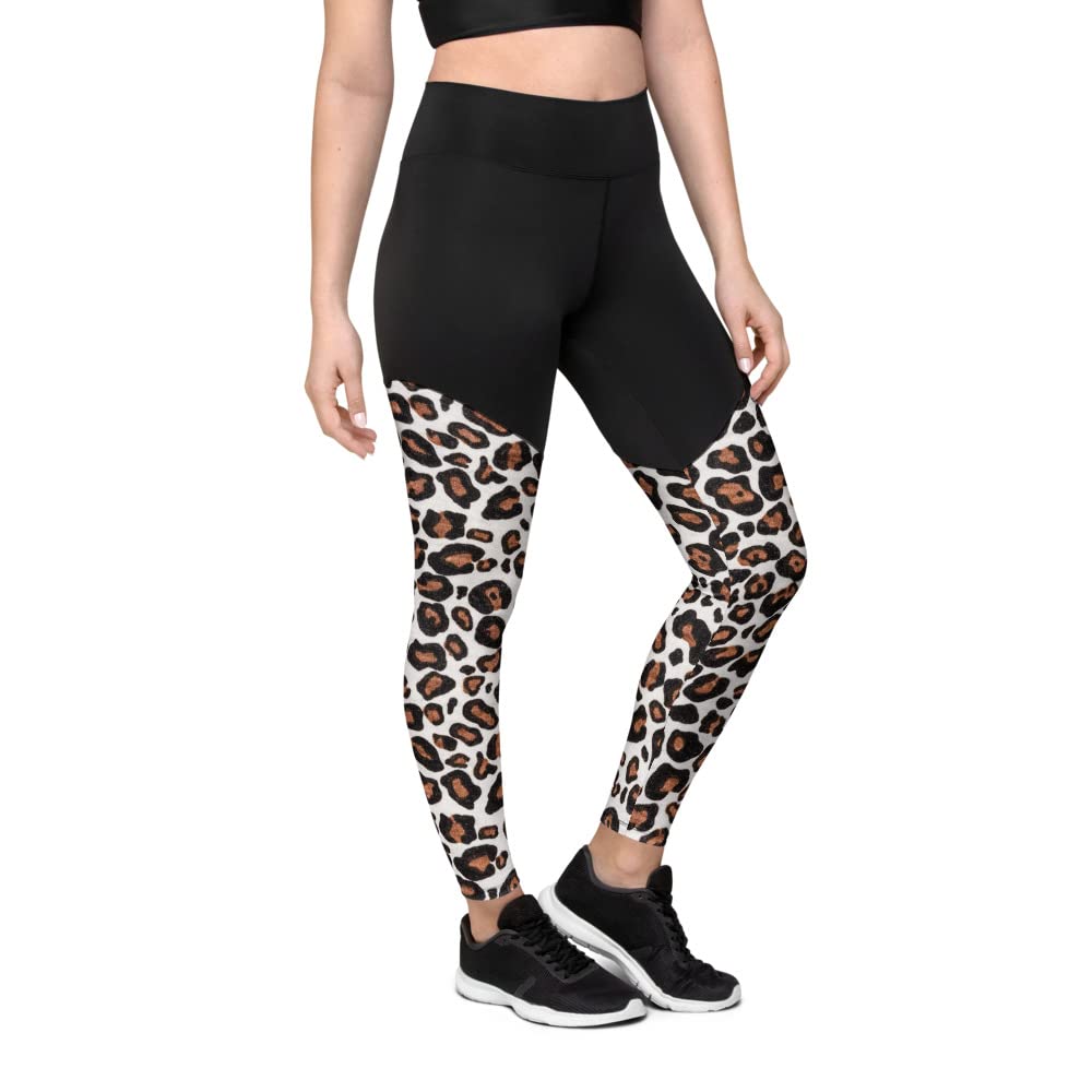Leopard Print Animal Exotic Trendy Color Sports Leggings - High Waisted Yoga Pants for Women, Gym Workout Running & Fitness