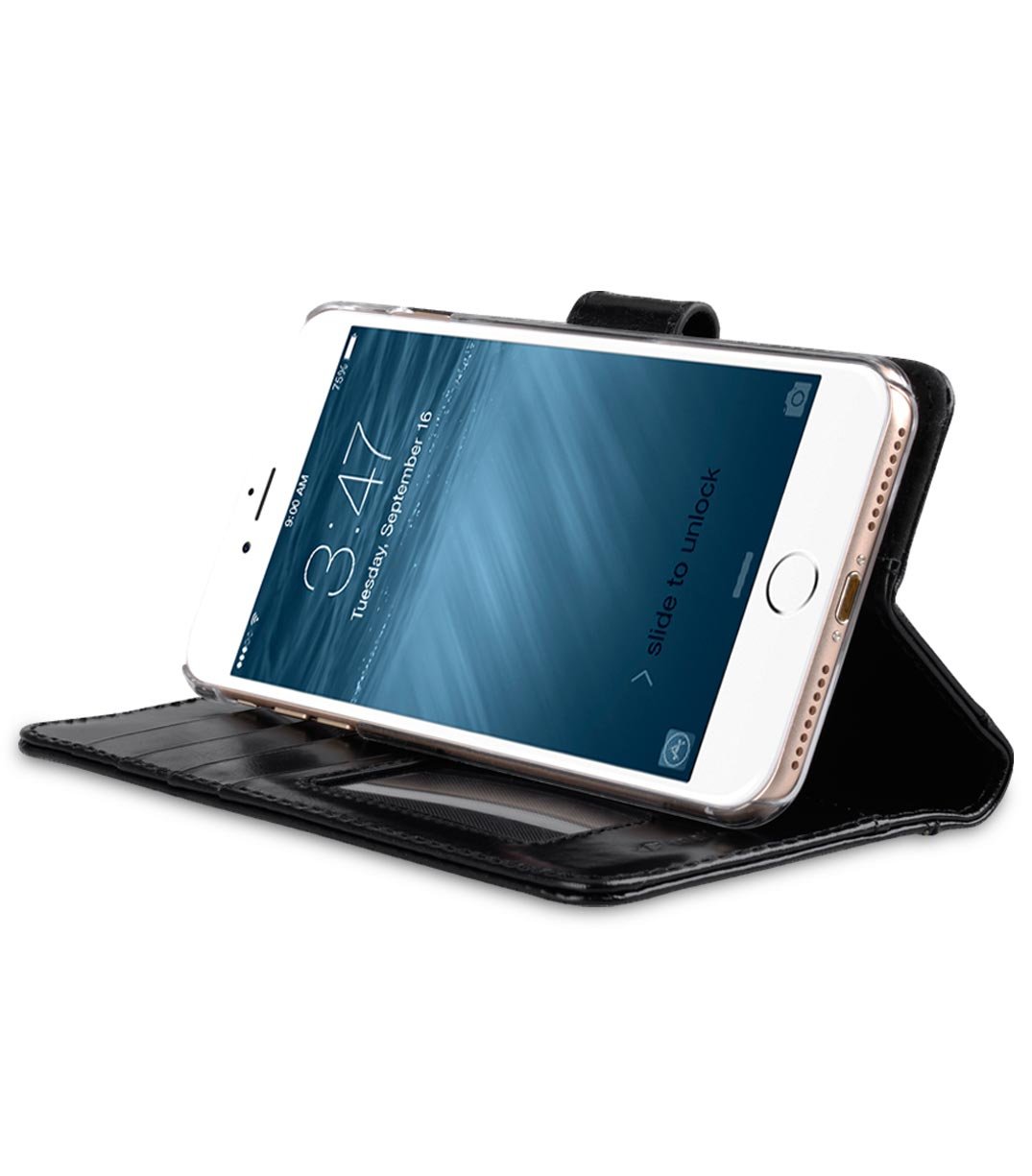 Genuine Leather Phone Case for Apple iPhone 8 Plus & iPhone 7 Plus (5.5 Inch) - Premium Black Wax Kingston Style Protective Cover | Perfect for Business, Travel & Everyday Use