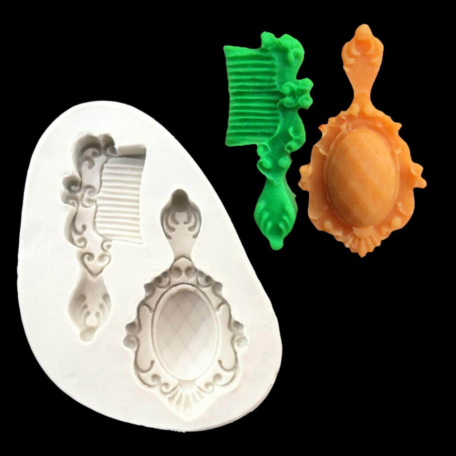Premium Silicone Fondant Molds & Chocolate Molds Set - Mirror & Comb Cake Decorating Tools for Baking, DIY Desserts, Wedding Cakes & Party Treats