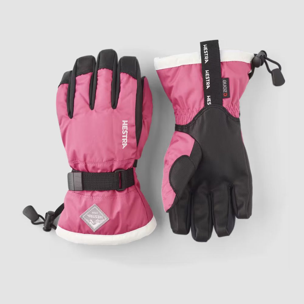Hestra Czone Kids Ski Gloves - Waterproof & Warm Winter Gloves for Girls & Boys, Fuchsia/Ivory (32530) - Perfect for Snowboarding, Sledding & Outdoor Winter Activities