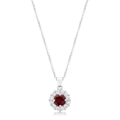 Bella Bridal Garnet Red Pendant Necklace – Elegant Jewelry for Weddings, Prom & Special Occasions
