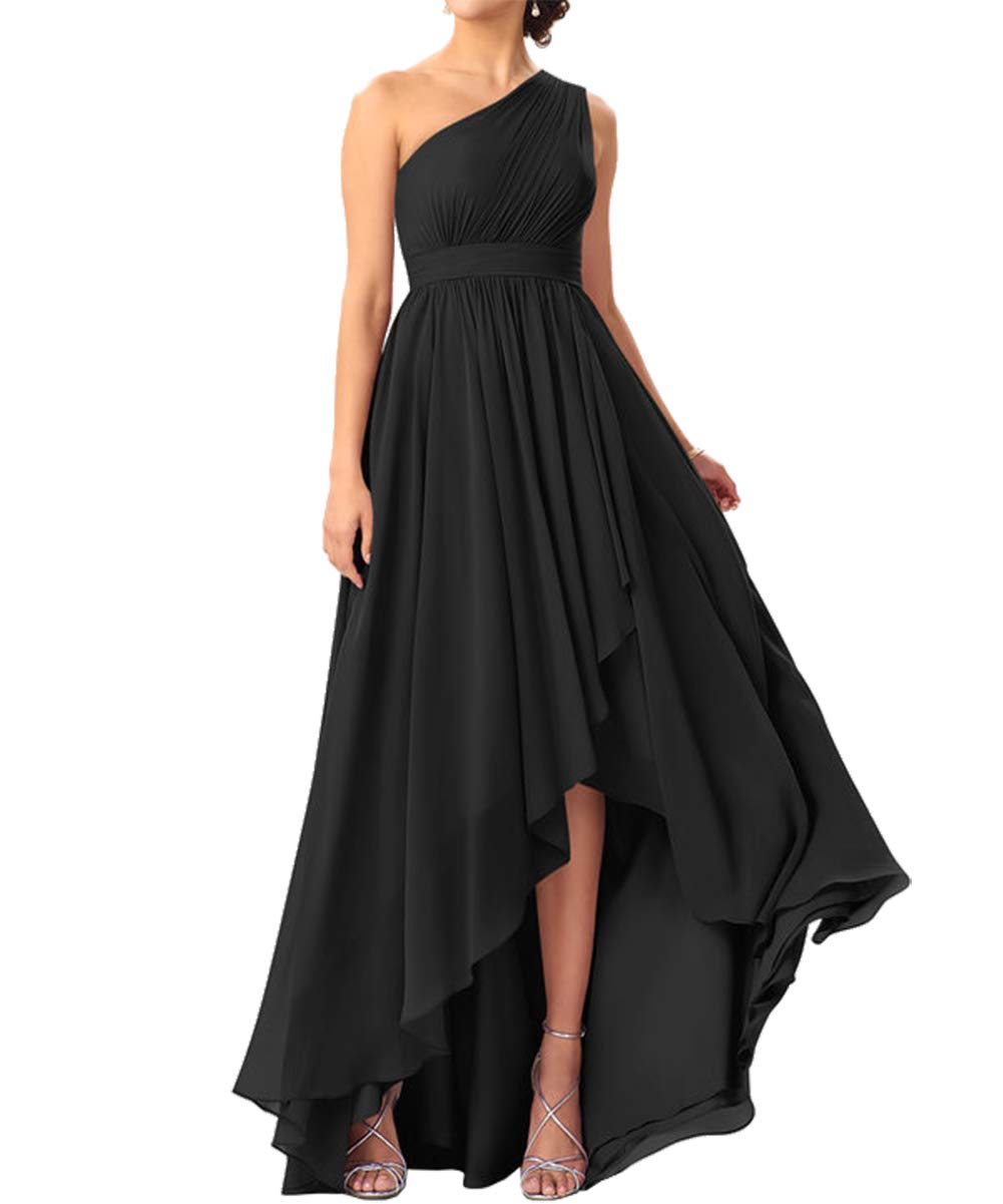 JAEDEN One Shoulder High Low Bridesmaid Dress - Chiffon Prom Dress for Wedding Guest & Formal Occasions - Perfect for Bridal Party, Evening Events & Special Celebrations