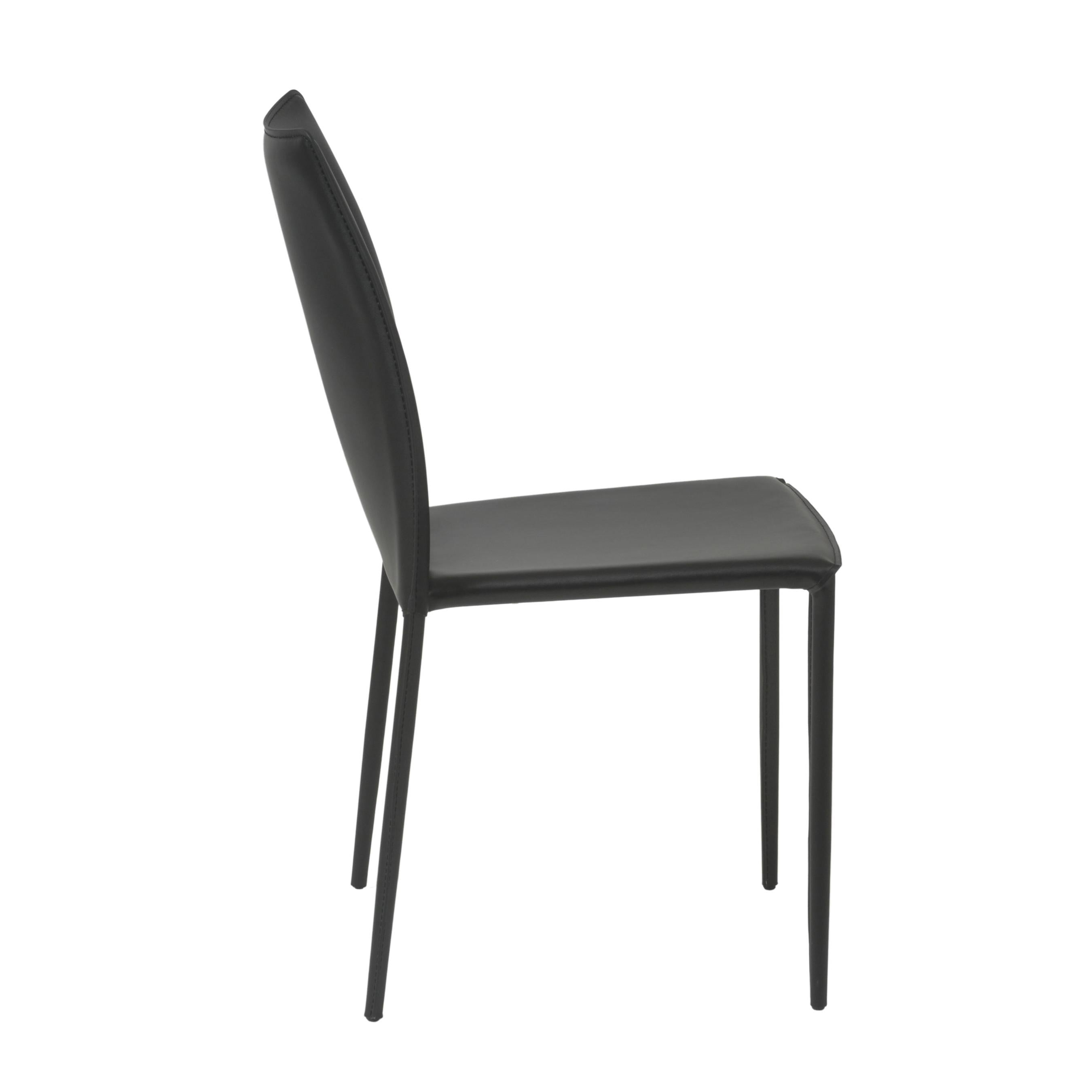 Euro Style Dalia Stacking Side Leather Chairs - Set of 2, Modern Stackable Dining Chairs for Small Spaces, Kitchen, Office or Outdoor Use