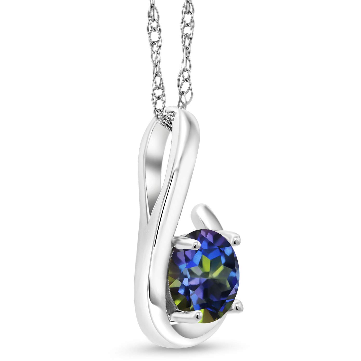 10K White Gold Round 6MM Birthstone Pendant Necklace for Women - 18 Inch Chain | Personalized Gift for Mom, Wife, Daughter | Perfect for Birthdays, Anniversaries & Special Occasions