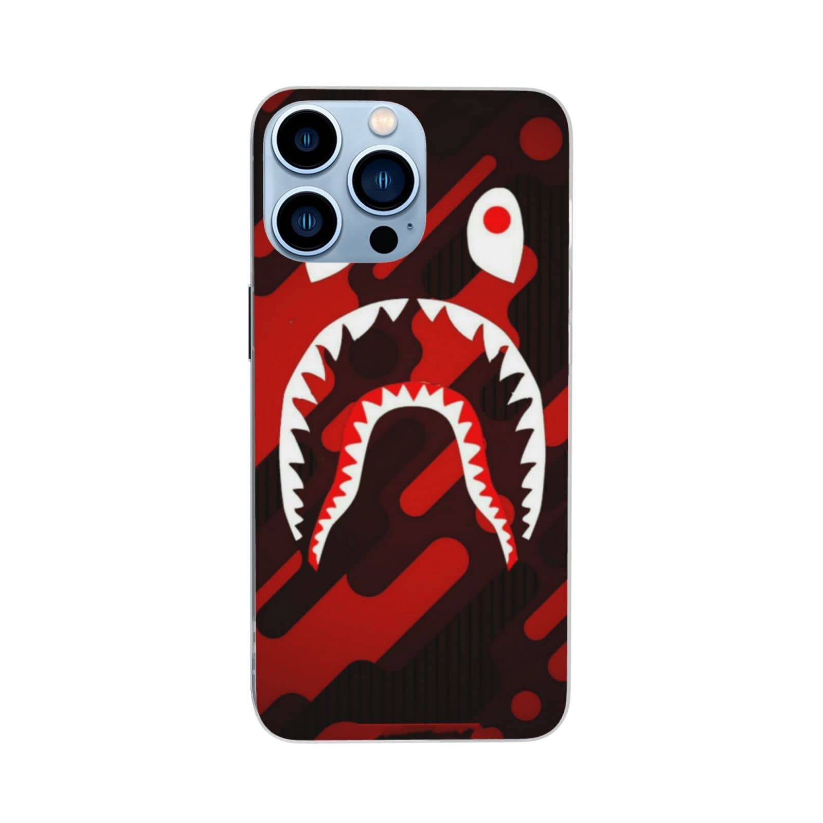 Shark Face iPhone 13 Mini Case - Protective Phone Cover with Unique Shark Design for iPhone 13 Mini - Perfect for Outdoor Adventures, Beach Trips, and Shark Lovers