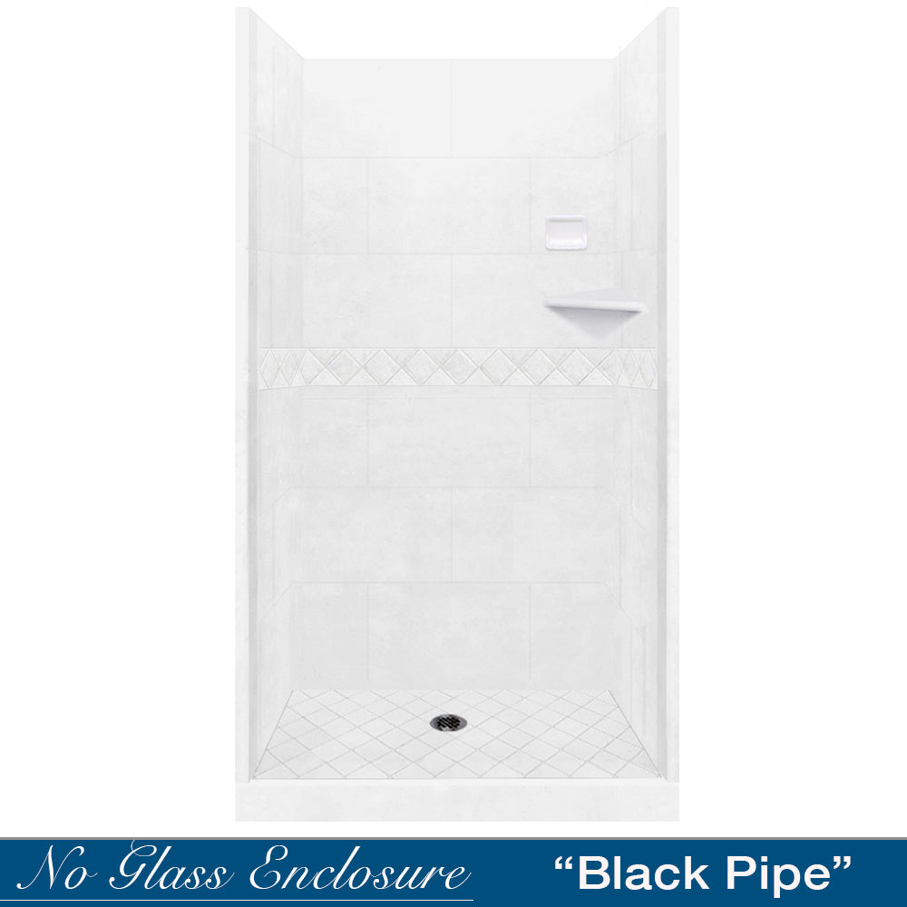 Alcove Natural Buff Sistine Stone & Diamond Stone Accent DIY Shower Remodel Kit - Easy Bathroom Upgrade for Home Renovation