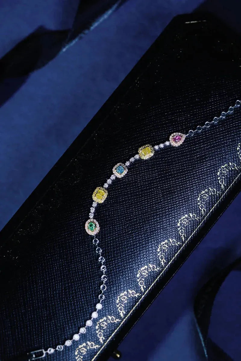 18K White Gold Diamond Bracelet for Women - Genuine Natural Diamonds, Romantic Colorful Design, High-End Wedding Jewelry - Perfect for Anniversaries, Engagements & Special Occasions