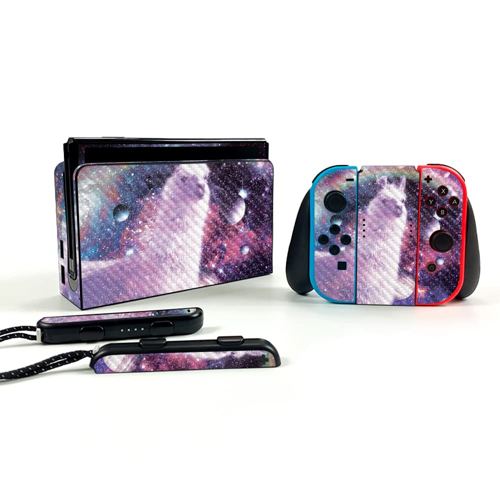 Carbon Fiber Skin for Nintendo Switch OLED - Llama Constellation | Protective & Durable | Gaming Accessory