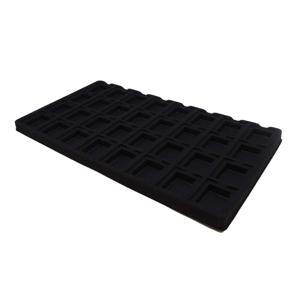 12-Piece Cowhide-Black 32-Slot Flocked Jewelry Tray Inserts - Premium Earring Storage & Display Organizer for Retail Merchandising and Boutique Showcases