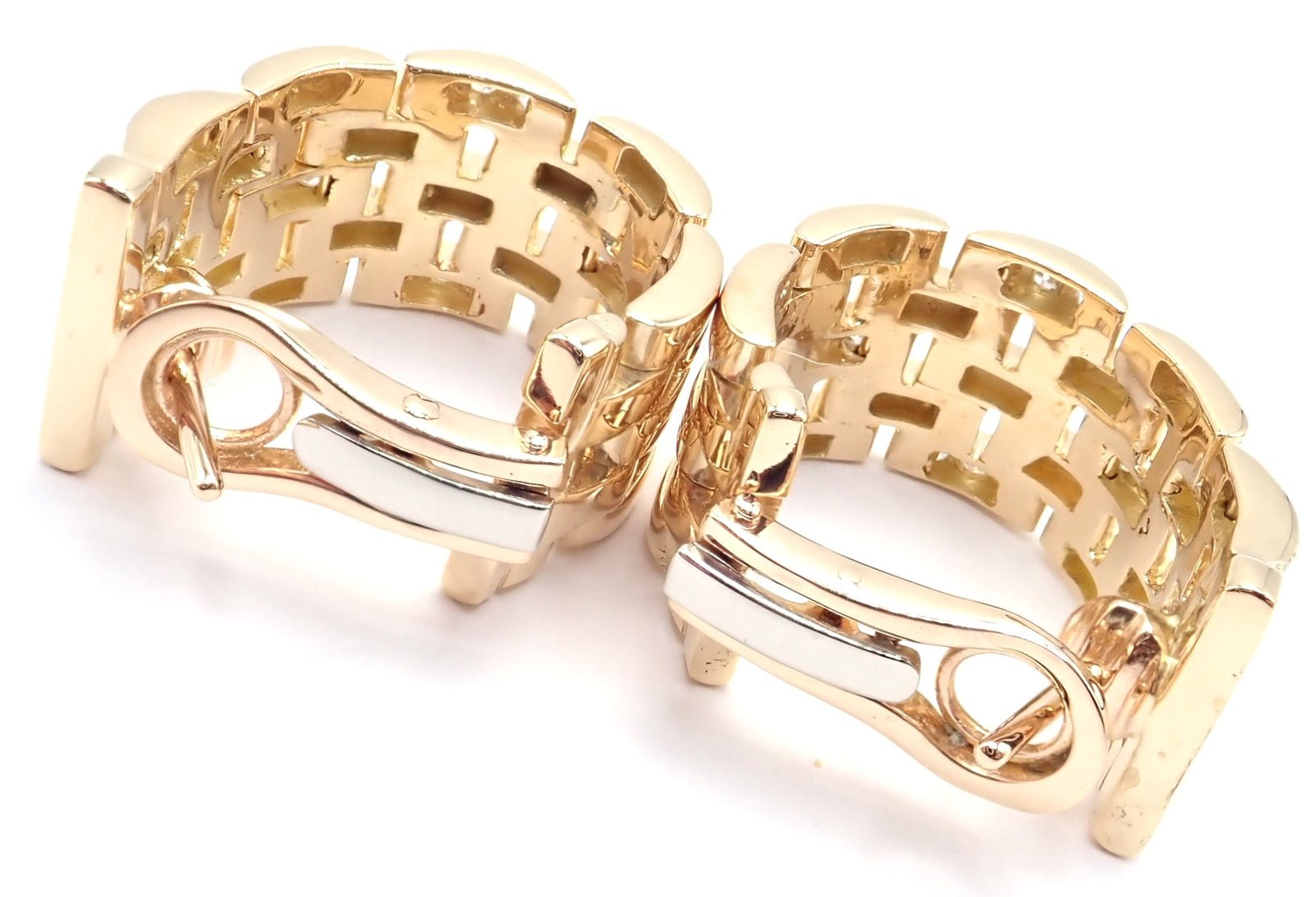 Authentic Cartier Maillon Panthere 18K Gold Diamond Five Row Link Earrings - Luxury Jewelry for Women, Perfect for Parties, Weddings & Special Occasions