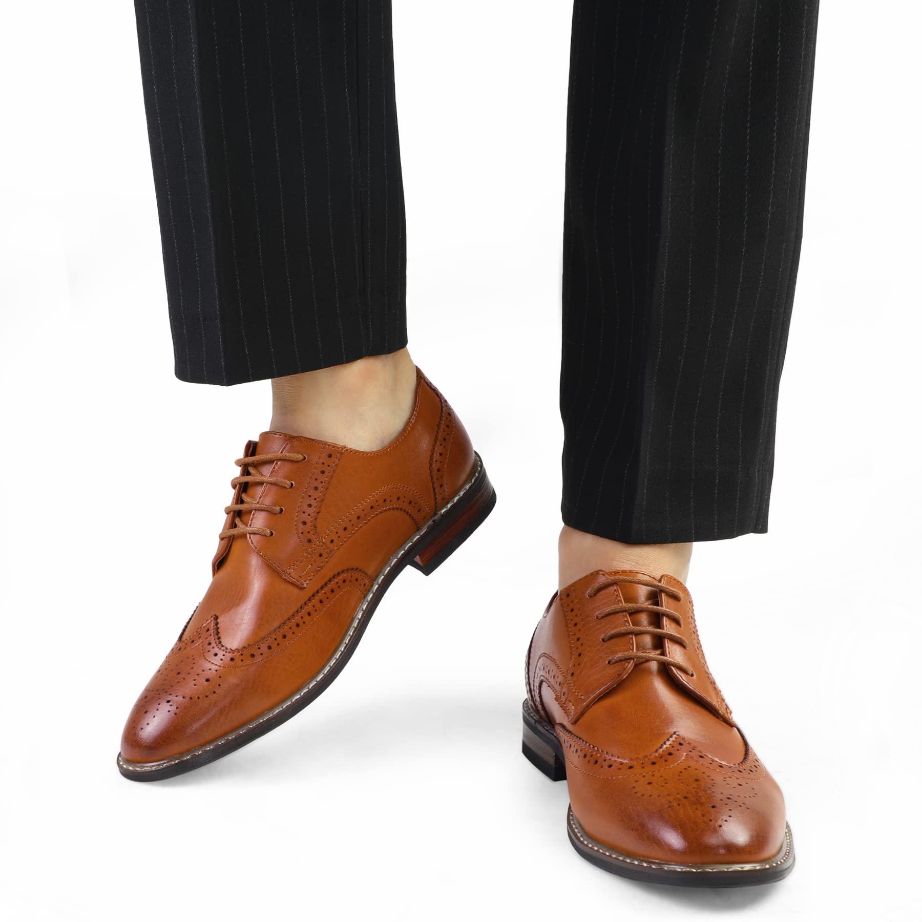 Stylish Men's Wingtip Oxford Dress Shoes - Classic Business Formal Lace Up Shoes for Office, Wedding & Special Occasions