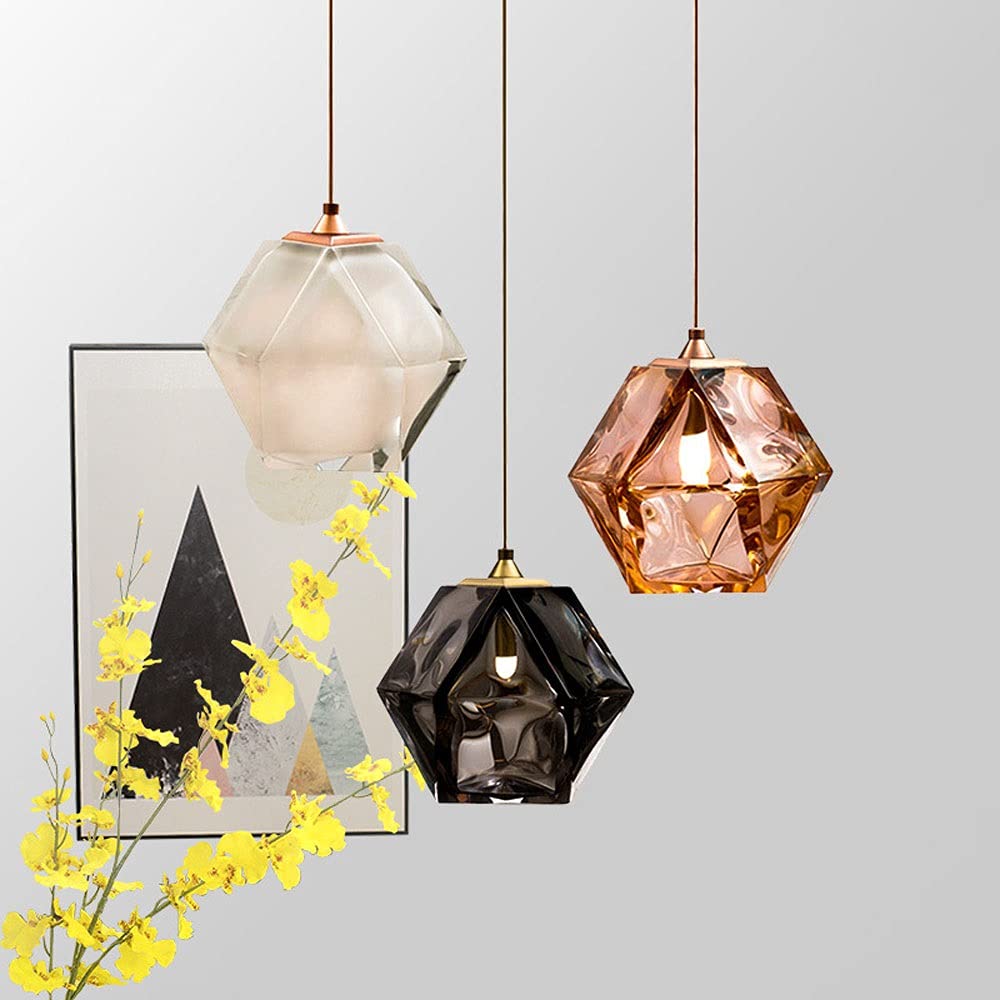 Nordic Mini Hanging Chandelier - Creative Glass Pendant Lighting Ceiling Lamp with E27 Base, Rose Gold Kitchen Island Light Fixture for Modern Dining Room & Living Room | Perfect for Home Decor, Restaurant Lighting, and Cozy Ambiance