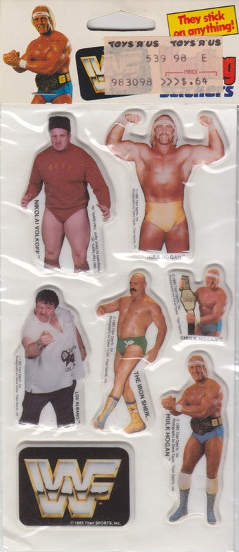 Vintage 1985 Gordy International WWF Small Puffy Stickers - 21 Stickers on 3 Sealed Collectible Cards - Perfect for Wrestling Fans, Scrapbooking & Nostalgic Memorabilia Collection