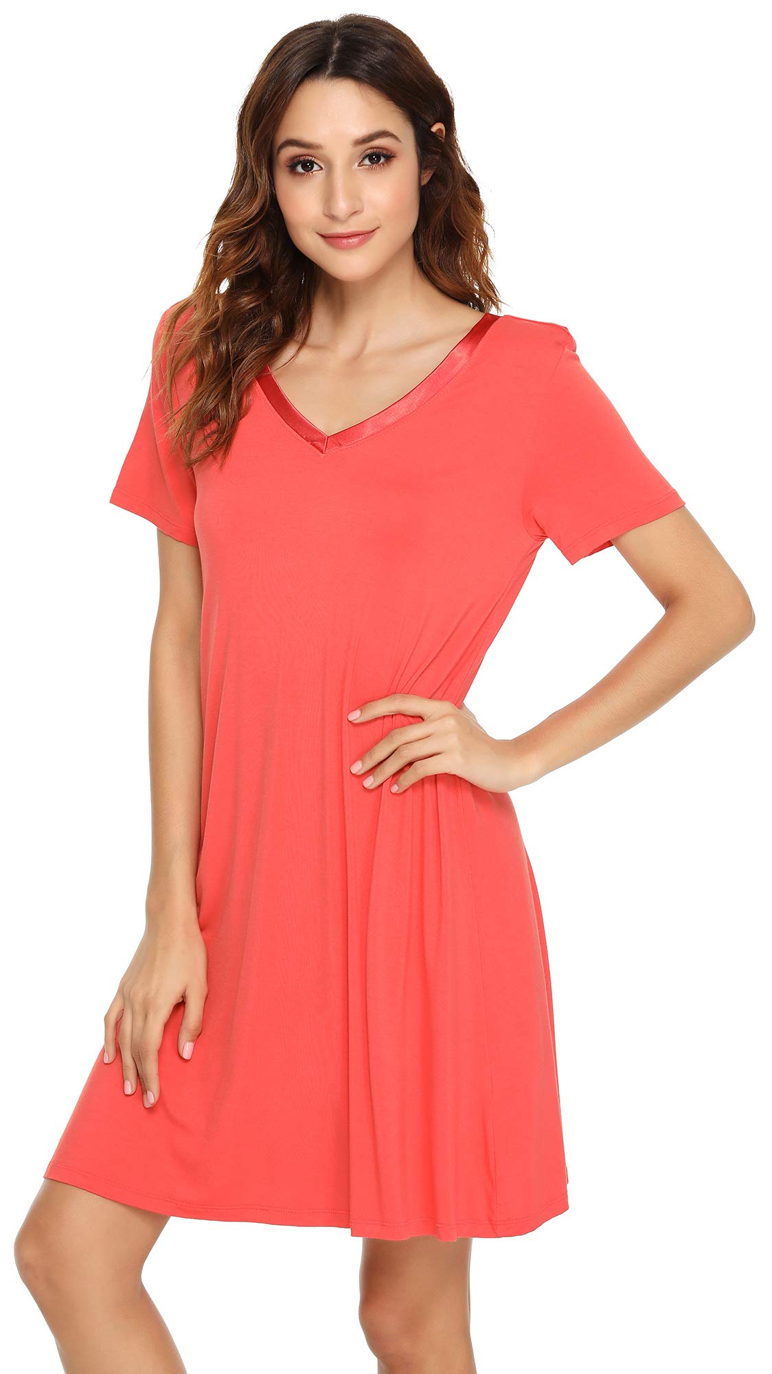 Soft Bamboo Viscose Nightgowns for Women - Comfortable Plus Size Sleep Shirts & Short Sleeve Pajamas (Sizes S-4X) - Perfect for Relaxing at Home, Lounging & Summer Sleepwear