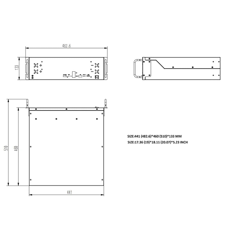 RUIXU 5.12kWh 3U Server Rack Battery - UL1973 Certified LFP48100 Lithium Battery (UL9540 Pending) - Perfect for Data Centers, Home Energy Storage & Solar Power Backup Systems