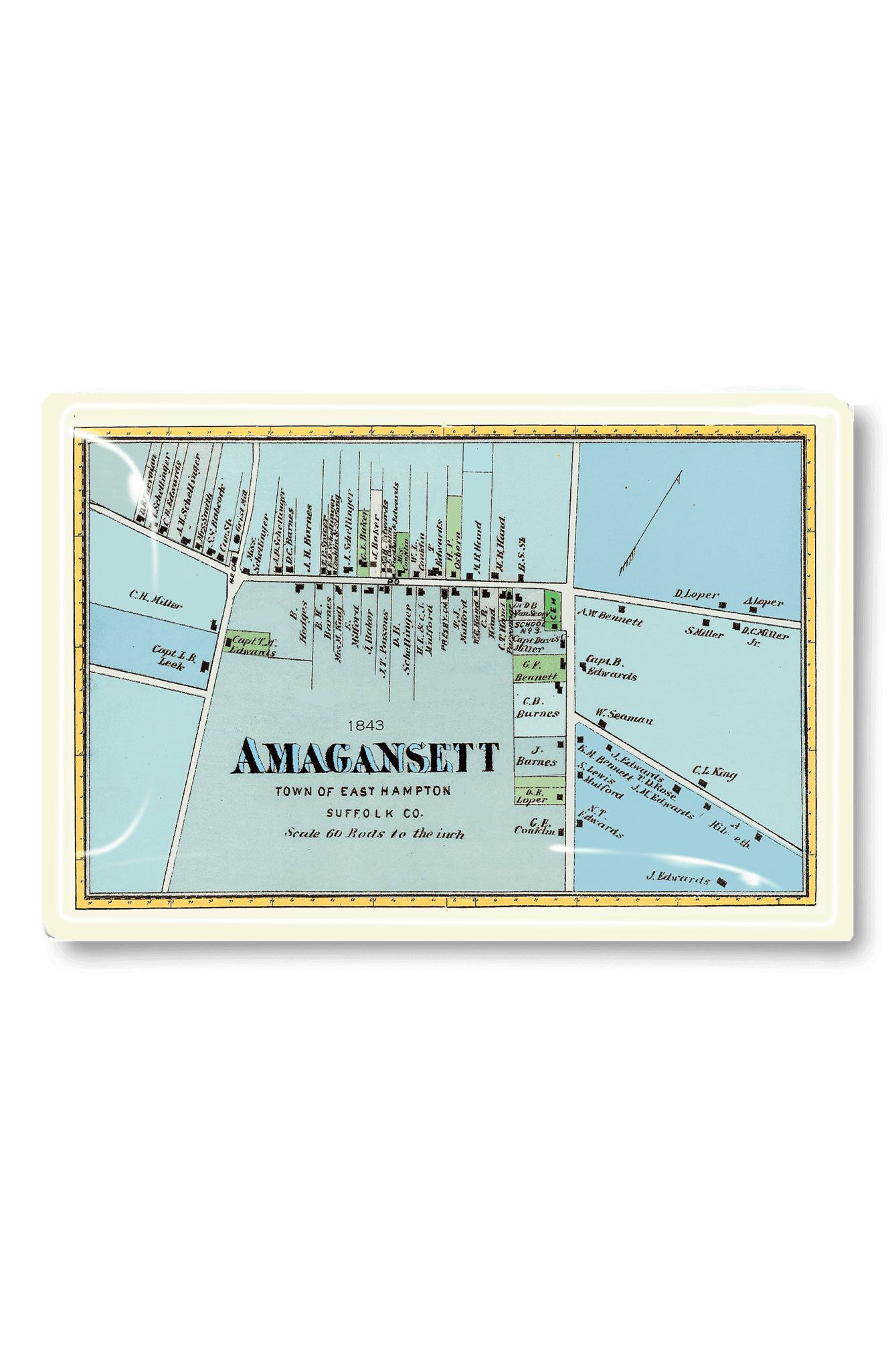 Vintage Map Decoupage Glass Tray - Amagansett Coastal Decor - Perfect for Serving, Home Decor & Coastal Themed Parties