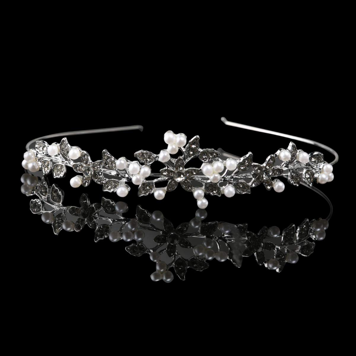 Minkissy 2PCS Wedding Hair Accessories - Rhinestone Bridal Tiara & Pearl Headband for Bride, Women's Wedding Birthday Party - Perfect for Bridal Shower, Bachelorette, Prom & Formal Events