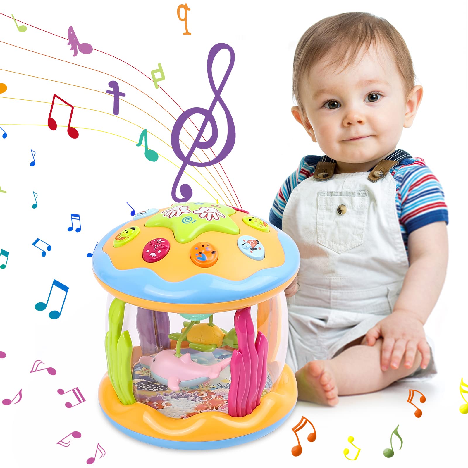 Ztalee Baby Ocean Rotating Projector Toy - Early Educational Musical Light Toy for Infants 6-18 Months | Soothing Night Light & Learning Toy for 1 2 3 Year Old Boys Girls | Perfect Nursery Decor & Bedtime Relaxation Gift