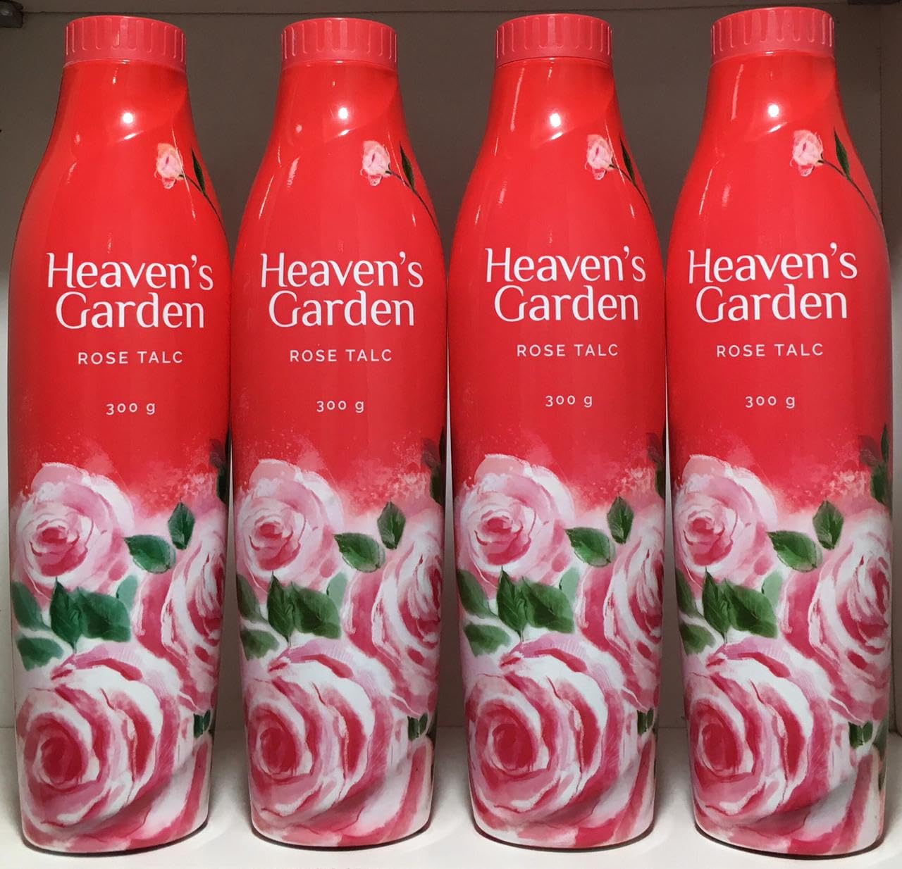ROSE TALC Powder (300g x 4 Pack) - Natural Body Powder for Women & Men, Soft & Fragrant Talcum for Daily Use, Baby Care & Post-Shave Comfort