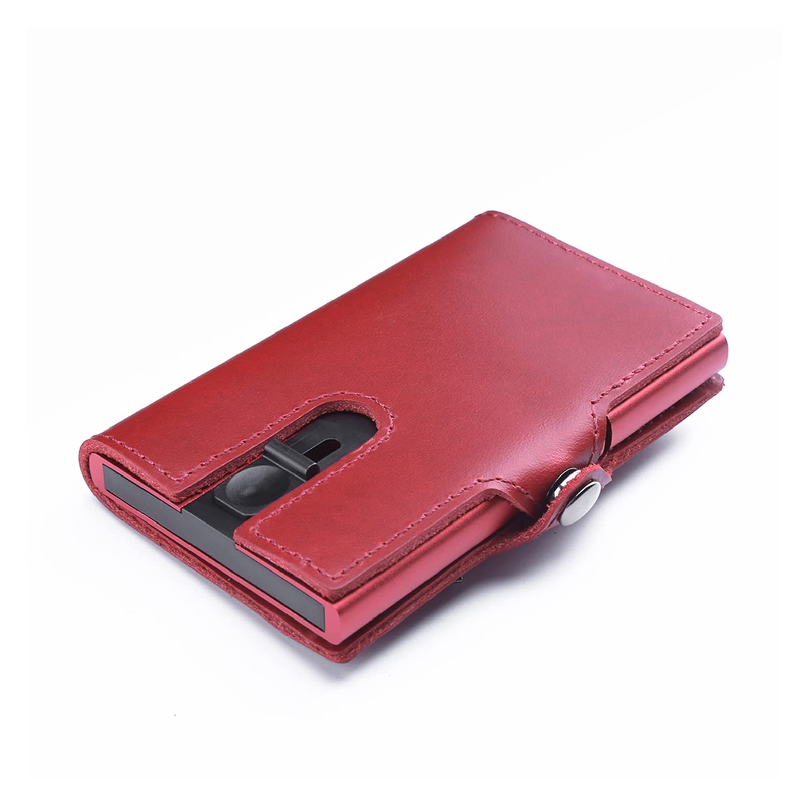 ZHUZHU Slim Leather Wallet for Men - RFID Blocking Credit Card Holder - Business Card Organizer (Wine Red) - Perfect for Everyday Use & Travel