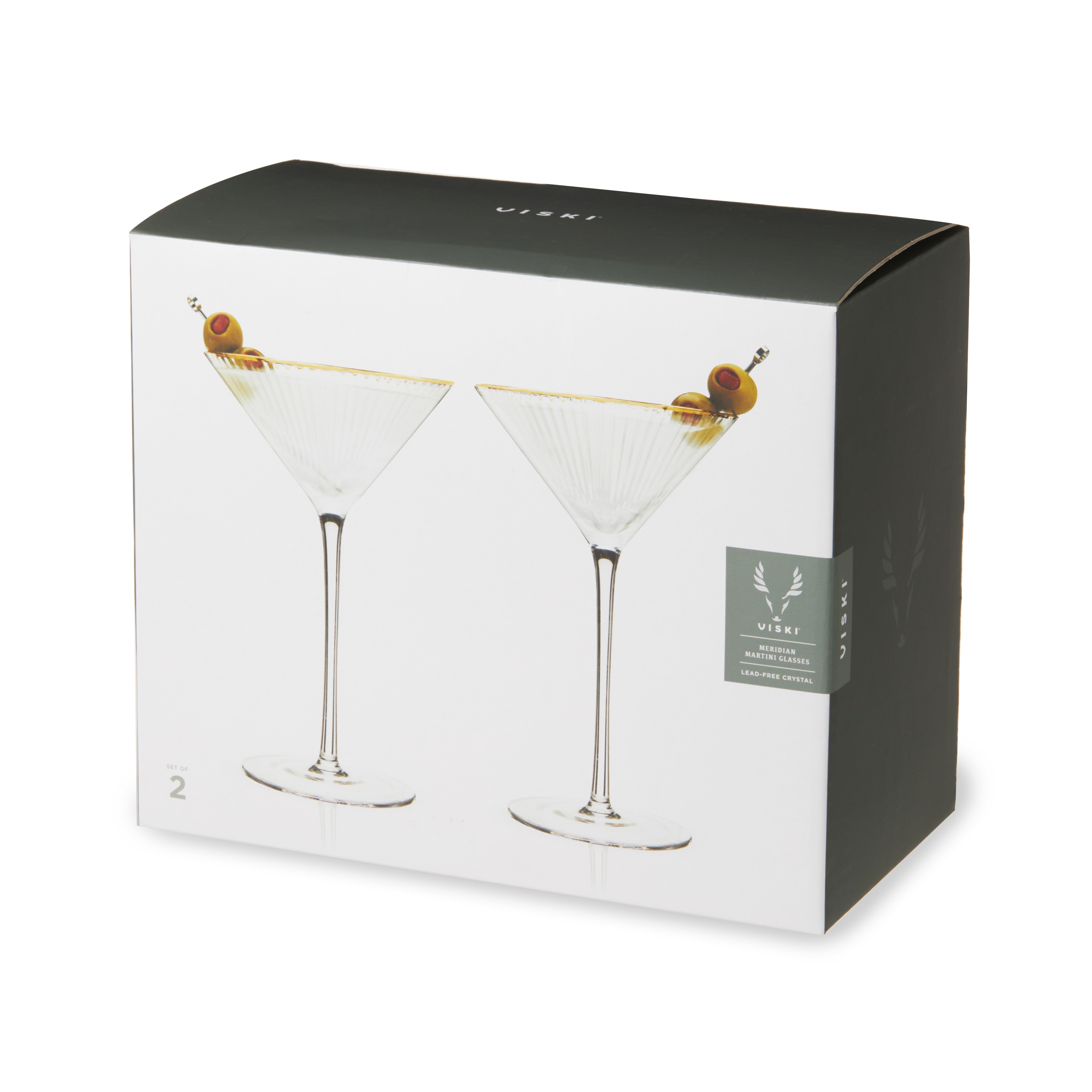 Premium Meridian Crystal Martini Glasses Set of 2 - Elegant Stemware for Cocktails, Parties & Home Bar Decor - Perfect for Entertaining, Wedding Gifts & Special Occasions