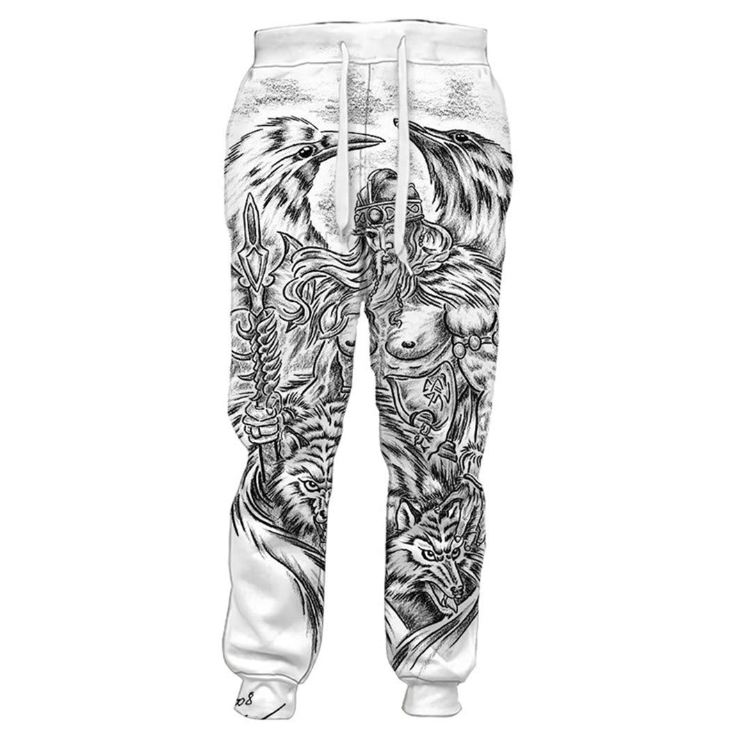 3D Viking Tattoo Print Sweatpants for Men & Women - Trendy Harajuku Style Joggers with Norse Design - Perfect for Gym, Streetwear & Casual Outfits