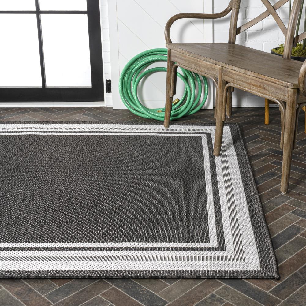 James Modern Border Stripe Indoor/Outdoor Area Rug - Stylish Non-Slip Floor Covering for Living Room, Bedroom, Patio & Deck Decor