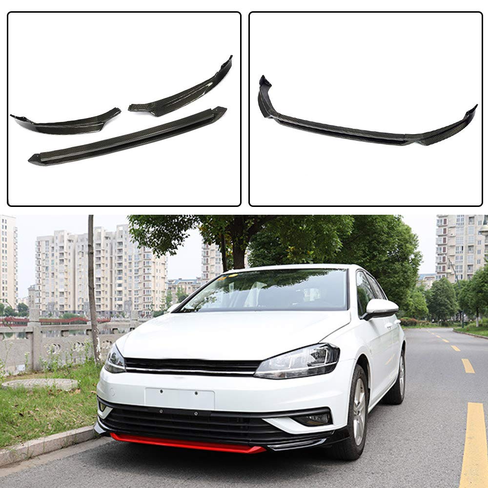 Premium Real Carbon Fiber Front Lip for Volkswagen VW Golf 7.5 VII MK7.5 Base Hatchback (2018-2019) - Durable Chin Spoiler & Bumper Cover Protector - Enhances Aerodynamics & Sporty Look for Street Racing & Car Shows