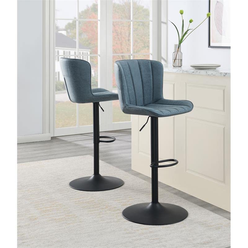 Kirkdale Adjustable Stool 2-Pack - Navy Blue Home & Office Bar Stools with Height Adjustment - Perfect for Kitchen Islands, Home Offices, and Counter Height Dining Tables