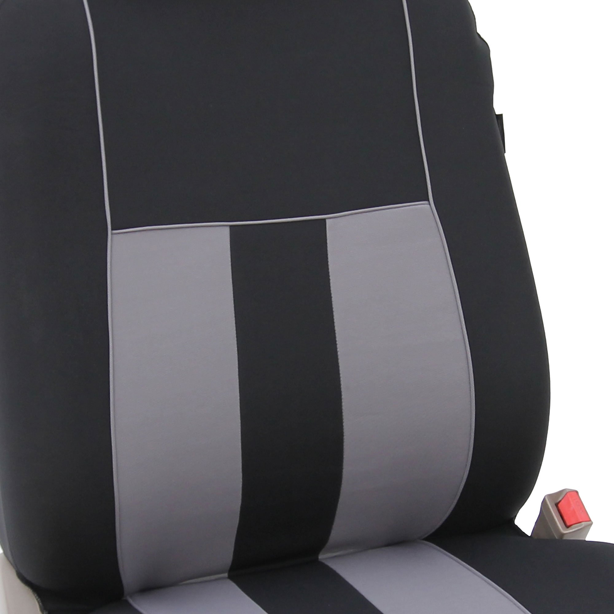 FH Group Universal Low Back Car Seat Covers Front Set - Breathable Cloth Seat Protectors with Removable Headrest | Airbag Compatible Automotive Seat Covers for SUV, Sedan, Van (Gray) | Perfect for Daily Commute, Road Trips & Vehicle Protection