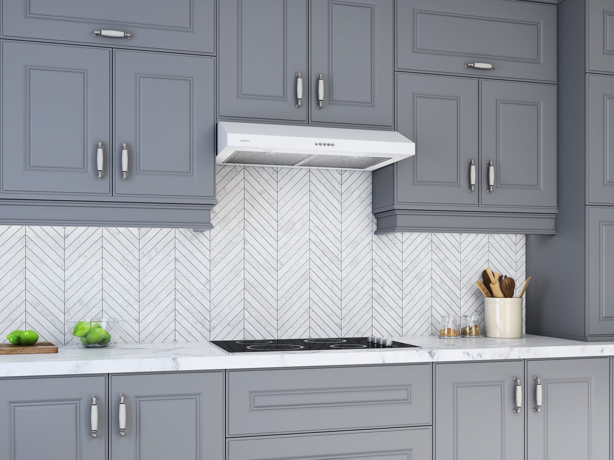 30 Inch Slim Under Cabinet Range Hood - 325 CFM Non-Vented White Kitchen Exhaust Fan for Smoke & Odor Removal - Perfect for Small Kitchens, Apartments, and Condos