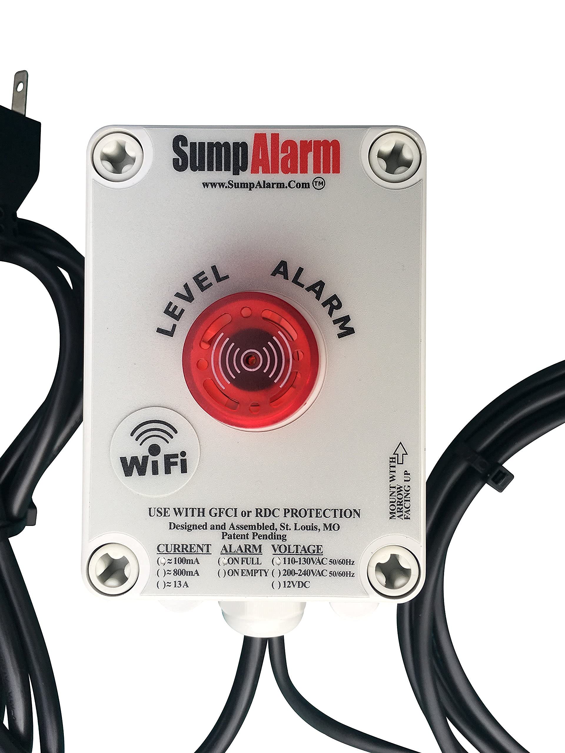 WiFi Water Sensor & Wireless Sump Pump Alarm - 10 Float Switch Water Detector for Indoor/Outdoor Use | Weatherproof Design with Free Email Alerts, Audible Alarm & Server Backup | Ideal for Basement, Garage & Pool Monitoring