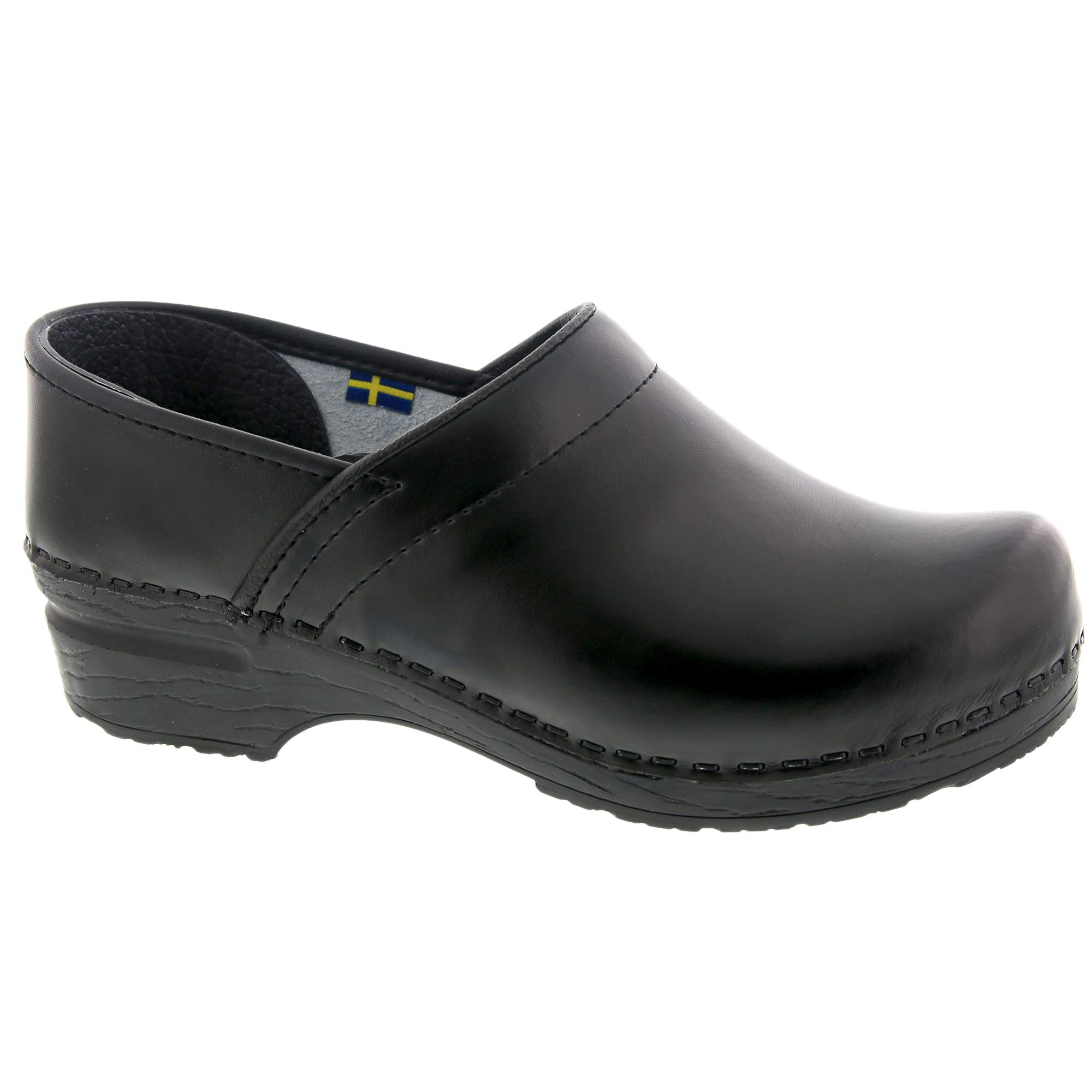 BJORK Swedish Comfort Women's Professional Smooth Leather Clogs - Black (EU 43) | Slip-Resistant Work Shoes for Nurses, Chefs & Medical Professionals